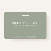 ミニマリストのセージとホワイトプロフェッショナルビジネス バッジ (正面)