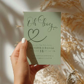 ミニマリストのセージエレガントグリーンOh Boy 招待状