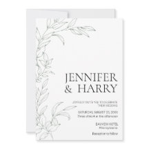 ミニマリストのセージグリーン結婚式招待状