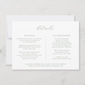 ミニマリストのセージグリーン結婚式詳細カード 招待状 (正面)