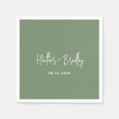 ミニマリストのセージモダング結婚リーン スタンダードカクテルナプキン (正面)