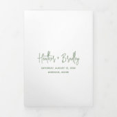 ミニマリストのセージモダング結婚リーン 三つ折り招待状 (カバー)