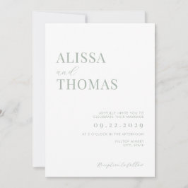 ミニマリストのセージモダング結婚リーン 招待状