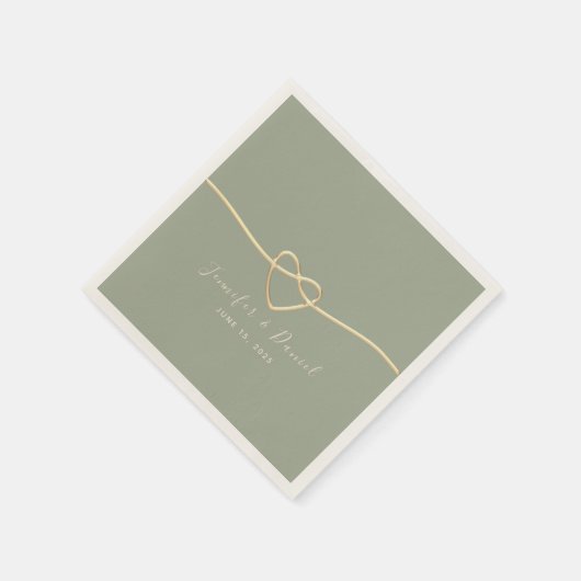 ミニマリストのセージ結婚グリーンのナプキン スタンダードカクテルナプキン (角)