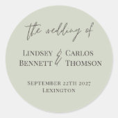 ミニマリストのセージ結婚グリーンの名前 – 名前 ラウンドシール (正面)