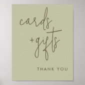ミニマリストのセージ緑のカードとギフトサイン ポスター (正面)