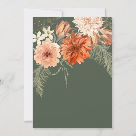 ミニマリストのセージ緑のフローラ素朴秋の結婚式 招待状 (裏面)