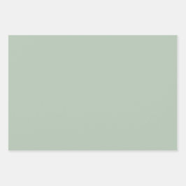 ミニマリストのセージ緑のプレーン無地のカラー ラッピングペーパーシート