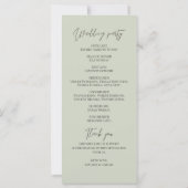 ミニマリストのセージ緑の手の書結婚式のプログラム (裏面)