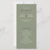 ミニマリストのセージ緑の手の書結婚式のプログラム (正面)