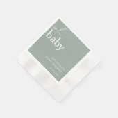 ミニマリストのセージ緑の赤ちゃんシャワー 縁ありカクテルナプキン (角)