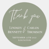 ミニマリストのセージ・グリーンありがとうござ結婚う。 ラウンドシール (正面)