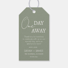 ミニマリストのセージ ワンデー アウェイ リハーサル ディナー ギフトタグ