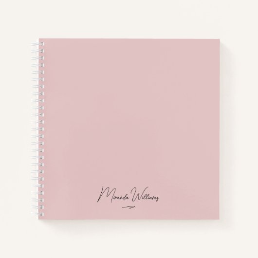 ミニマリストのソフトピンク ハンドライティング カスタムネーム ノートブック (正面)
