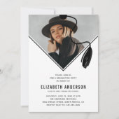 ミニマリストのタッセルキャップ写真卒業パーティー 招待状 (正面)