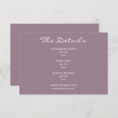 ミニマリストのダスティパープル結婚スクリプトの詳細 エンクロージャーカード (正面/裏面)