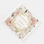 ミニマリストのダスティピンクアイボリー結婚フローラのナプキン (コーナー)