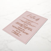 ミニマリストのダスティピンク実在詳細金ゴールド結婚ズ 箔招待状 (回転した状態)