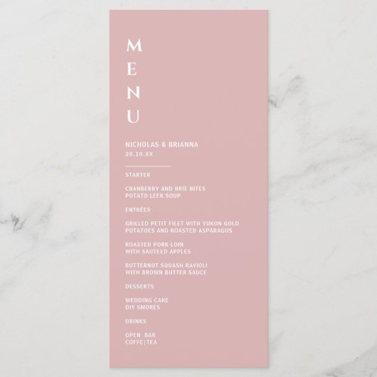 ミニマリストのダスティピ結婚ンク メニュー (正面)