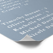 ミニマリストのダスティブルーアルファベットの座席表 ポスター (角)