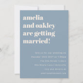 ミニマリストのダスティブルーシンプルレトロ結婚のウェブサイト 招待状 (正面)