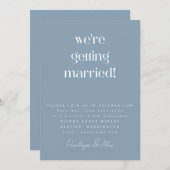 ミニマリストのダスティブルーモダン結婚全 招待状 (正面/裏面)