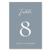 ミニマリストのダスティブルー&ホワイトシンプル・結婚 テーブルナンバー (裏面)