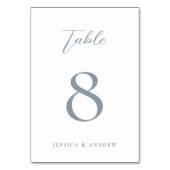 ミニマリストのダスティブルー&ホワイトシンプル・結婚 テーブルナンバー (裏面)