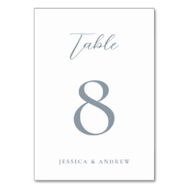 ミニマリストのダスティブルー&ホワイトシンプル・結婚 テーブルナンバー
