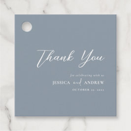 ミニマリストのダスティブルー&ホワイトシンプル・結婚 フェイバータグ