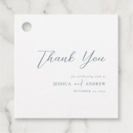 ミニマリストのダスティブルー&ホワイトシンプル・結婚 フェイバータグ