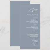 ミニマリストのダスティブルー&ホワイトシンプル・結婚 メニュー (正面/裏面)
