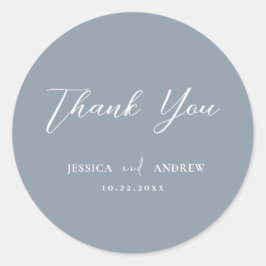 ミニマリストのダスティブルー&ホワイトシンプル・結婚 ラウンドシール