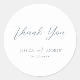 ミニマリストのダスティブルー&ホワイトシンプル・結婚 ラウンドシール