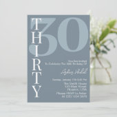 ミニマリストのダスティーブルーズ30歳の誕生日パーティー 招待状 (スタンド正面)