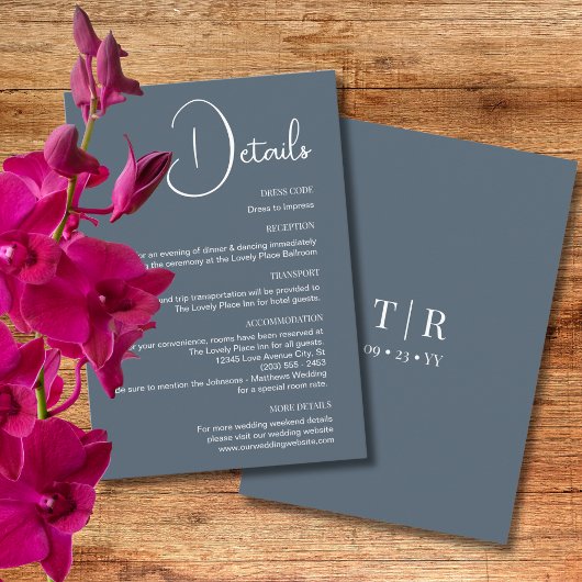 ミニマリストのダスティー結婚ブルーの詳細 エンクロージャーカード