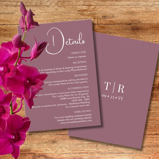 ミニマリストのダスティ結婚ピンクの詳細 エンクロージャーカード