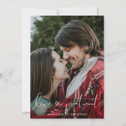 ミニマリストのダスティ結婚ブルーの延期の写真 案内状 (正面)