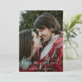 ミニマリストのダスティ結婚ブルーの延期の写真 案内状 (スタンド正面)