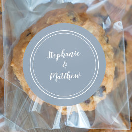 ミニマリストのダスティ結婚ブルーの新郎新婦のお願い ラウンドシール