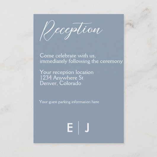 ミニマリストのダスティ結婚ブルー エンクロージャーカード (正面)