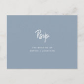 ミニマリストのダスティ結婚ブルー |食事の選択RSVP ポストカード (正面)