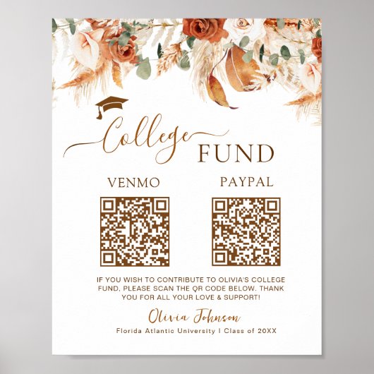 ミニマリストのダブル卒業大学ファンドQRコード ポスター (正面)