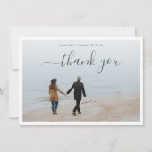 ミニマリストのダークグリーン結婚脚本 サンキューカード (正面)