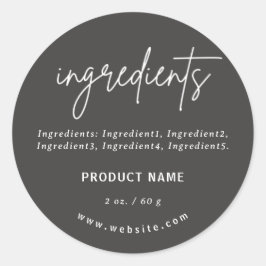 ミニマリストのダークグレーの原料の製品ラベル ラウンドシール