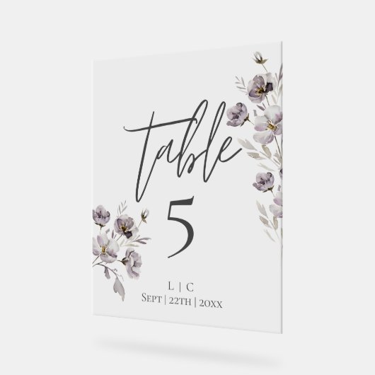 ミニマリストのダークグレーの水色テーブル番号 アクリルサイン (傾斜)