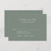 ミニマリストのダークセージ緑のスクリプトの食事の選択 出欠カード (正面/裏面)