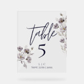 ミニマリストのダークネイビー水色テーブル番号 アクリルサイン (正面)