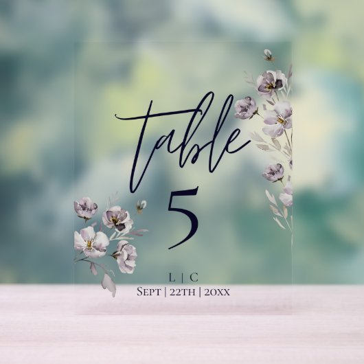 ミニマリストのダークネイビー水色テーブル番号 アクリルサイン (ニュートラル)