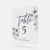 ミニマリストのダークネイビー水色テーブル番号 アクリルサイン (傾斜)